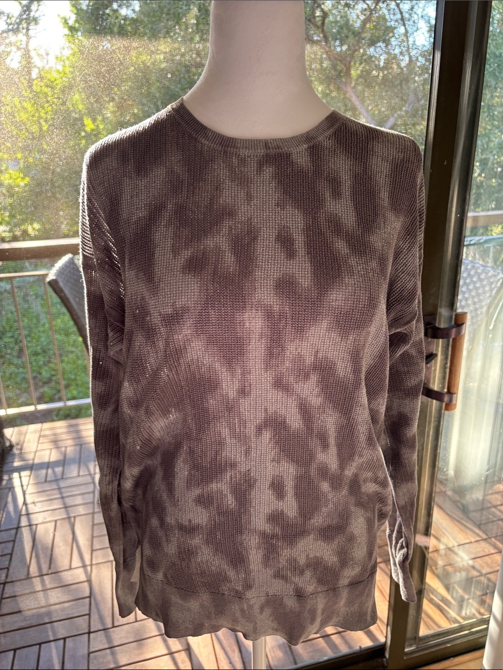 All Saints Relaxed Knit Long-Sleeve Sweater in Brown Tie-Dye